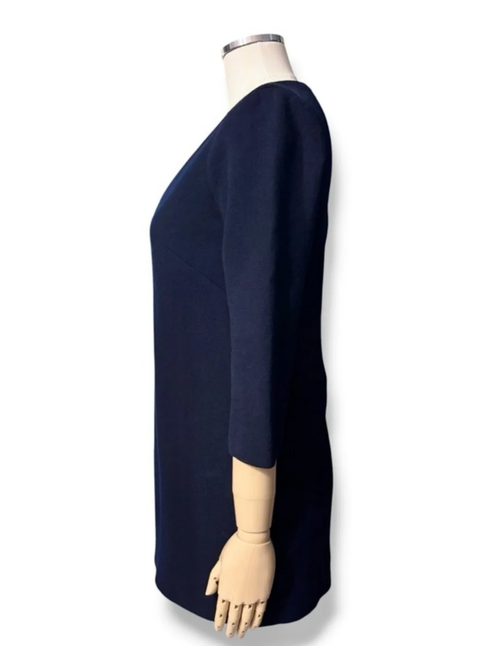 J. CREW Navy Crepe Wool Deep V Neck Mini Dress Size 2